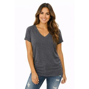 Women’s Short Sleeve V-Neck T-Shirt – Dark Gray – Size XL – NWOT